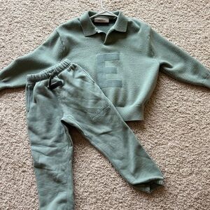 Fear of God Essentials Kids Sweater and Jogger Set. Color/Sycamore